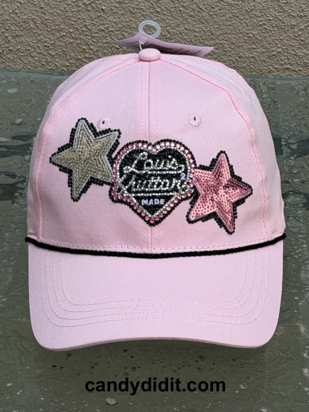 Handmade Candy Did It! Pale Pink Lucky Star LV  Bling Ball Cap